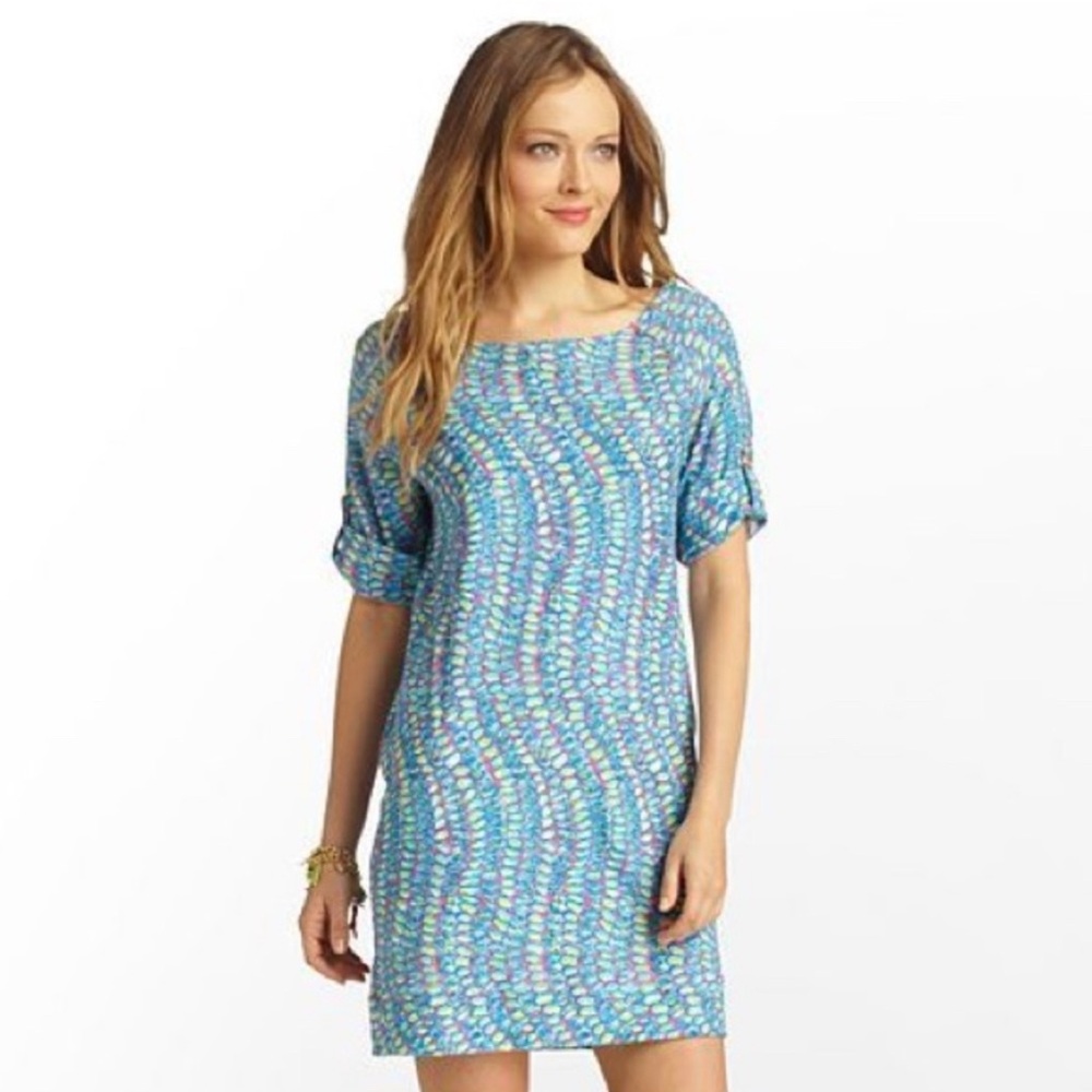 Lilly Pulitzer Camie Dress in Clam Jam Print 100% Cotton Size Medium Coastal